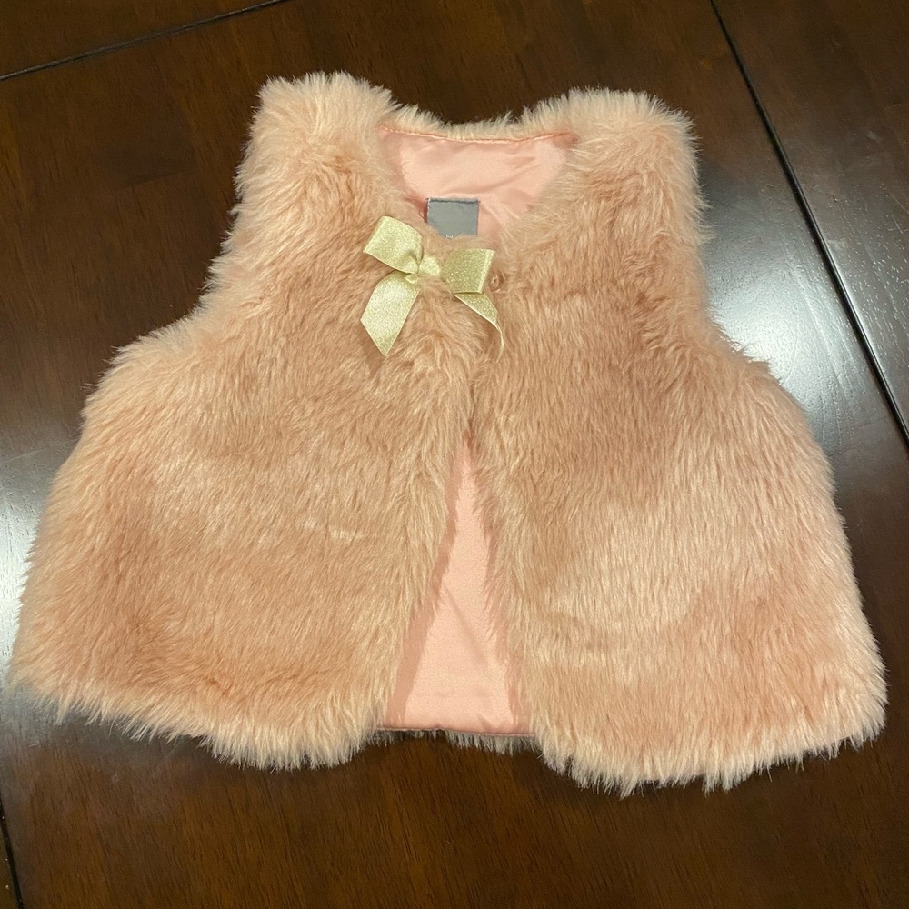 Tahari Faux Fur Vest, Dusty Pink